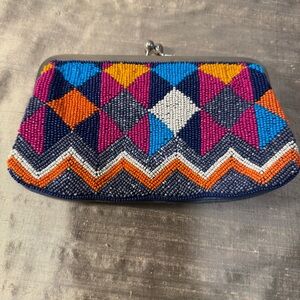 South Moon Under Colorful geometric Beaded snap jaw Clutch